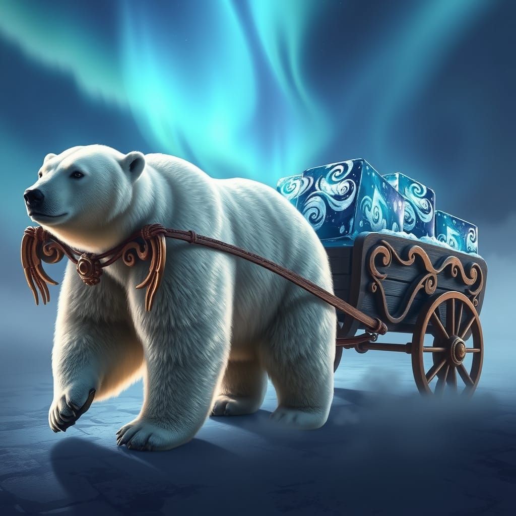 Majestic Polar Bear Delivers Glacial Ice in a Nordic Dream