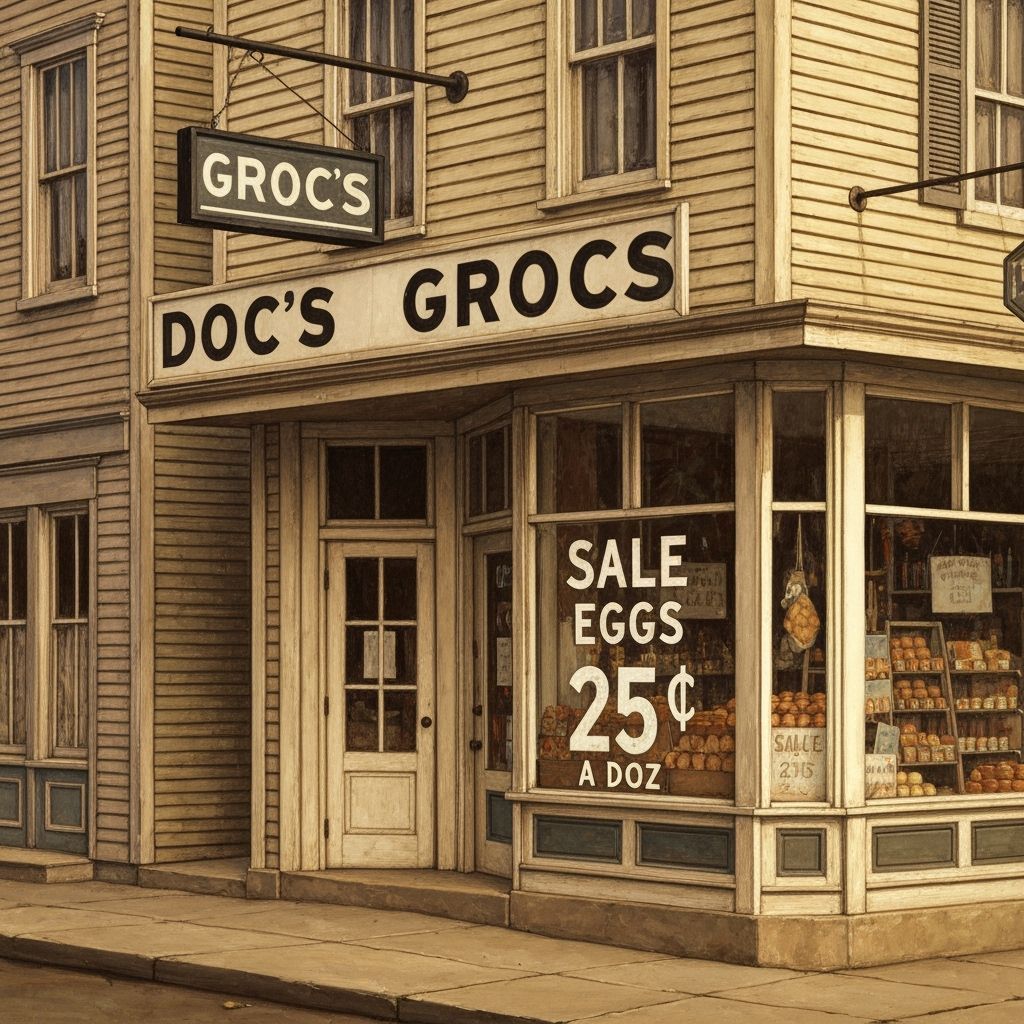 Nostalgic Corner Grocery Store in Vintage Small Town