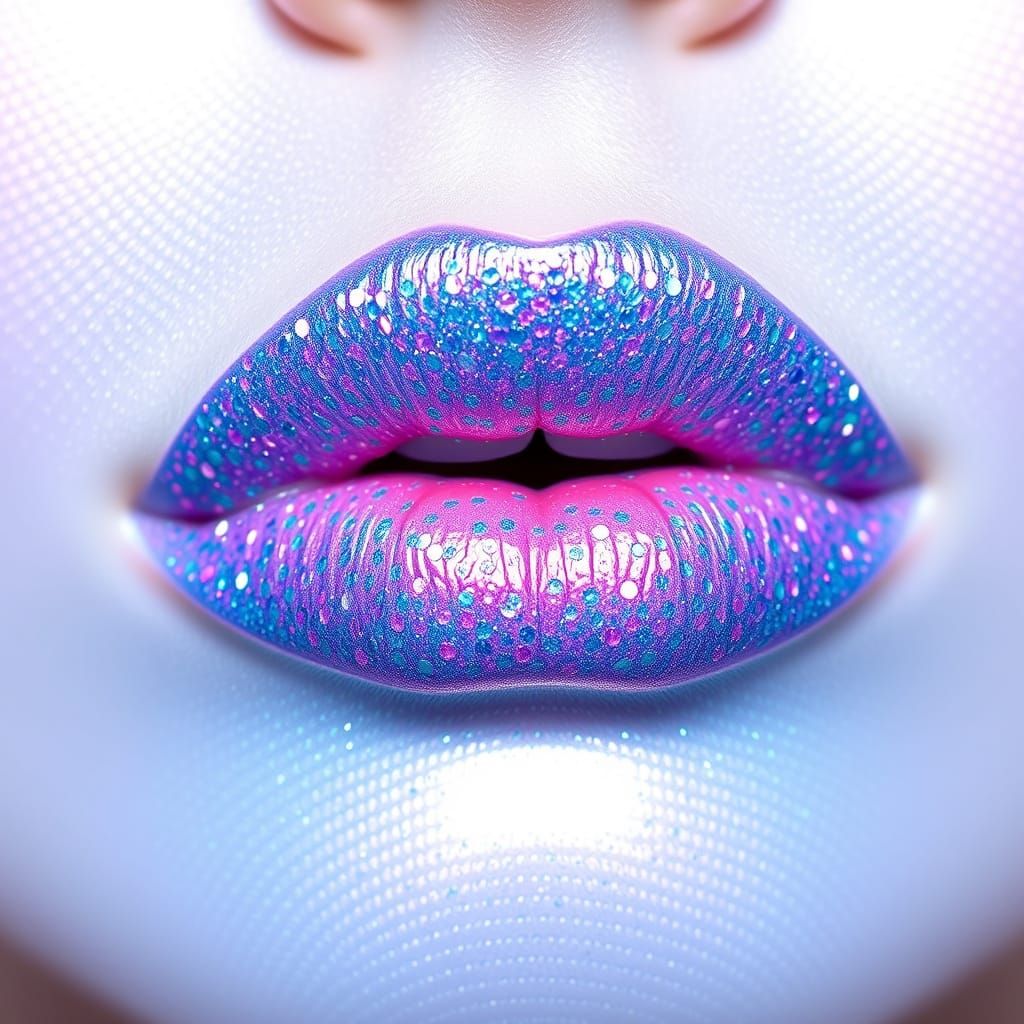 Vibrant Iridescent Lip Gloss with Sparkling Highlights