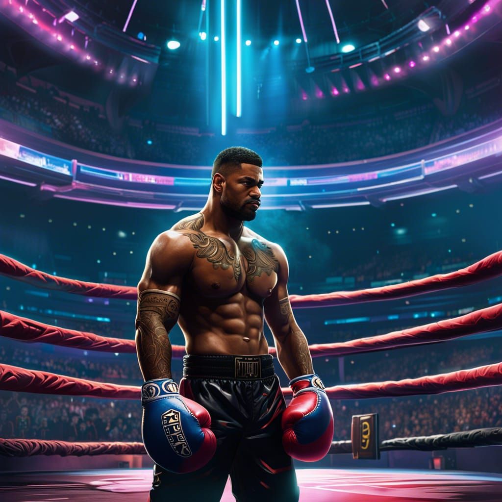 Cyberpunk Boxer in World Championship Fight