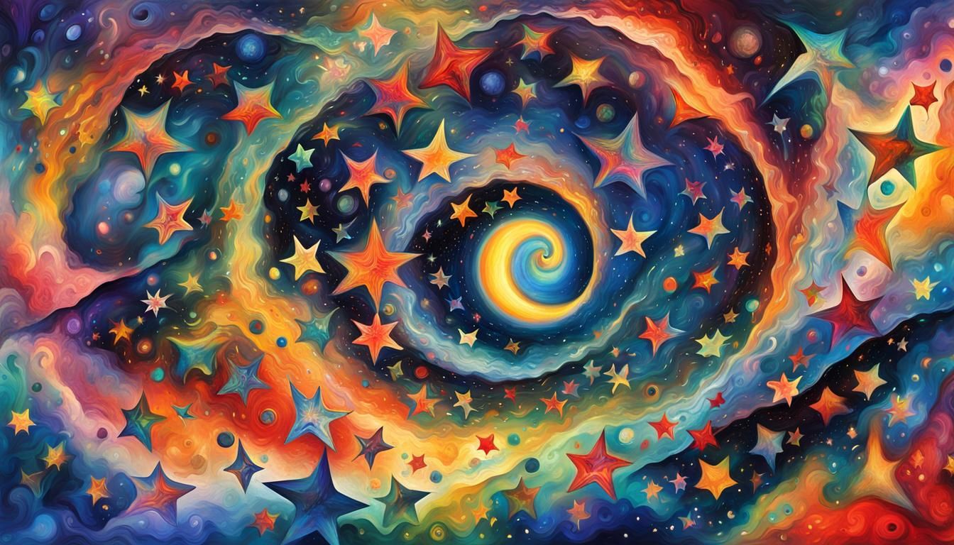 Cosmic Surrealism in Iridescent Whirls: A Dreamlike Celestia...