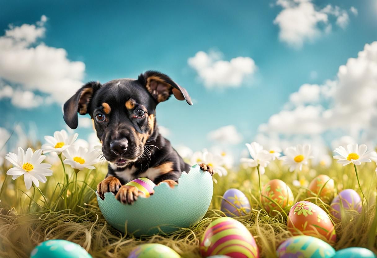 Dog Hatches From Easter Egg