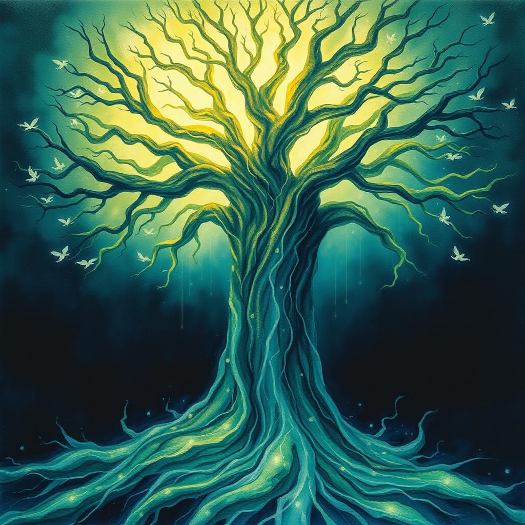 Pandora's Tree of Souls: Ink Splatter Art