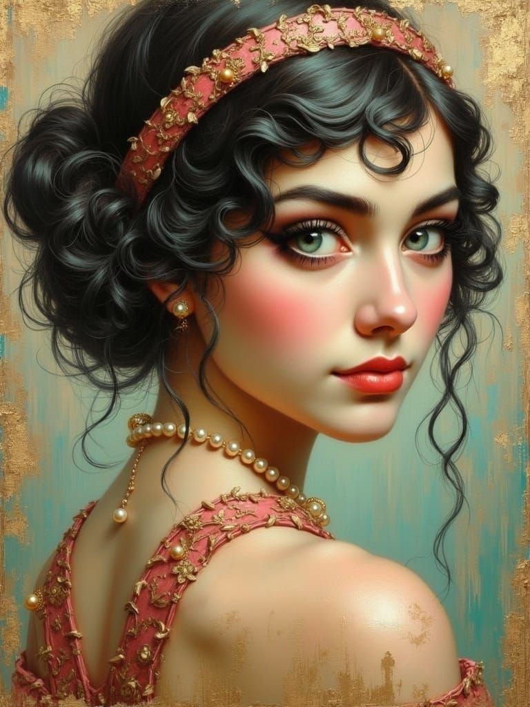 Vintage Style Portrait of a Lady in Flapper Attire