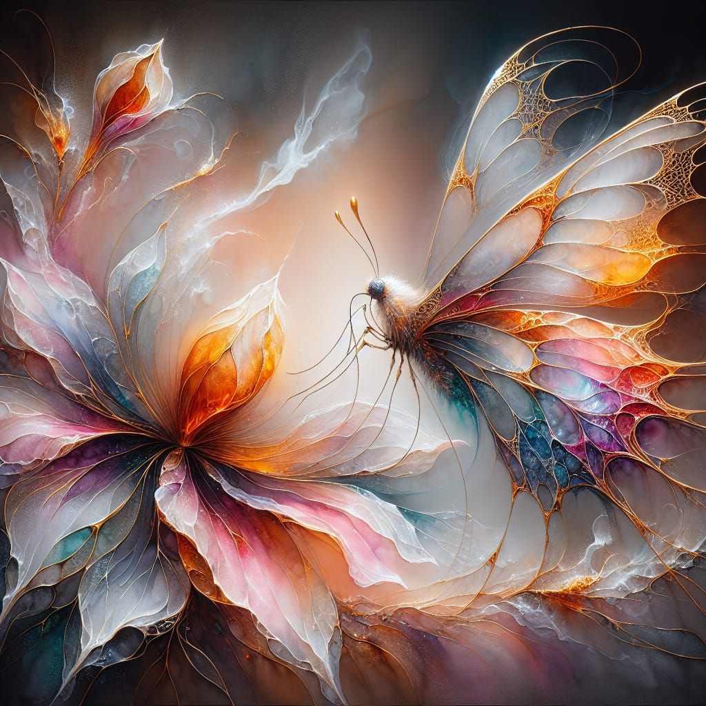 Ethereal Butterfly in Watercolor Garden Scene