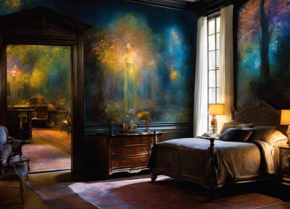 The Ghostly Spirit of Claude Monet Painting a Bedroom