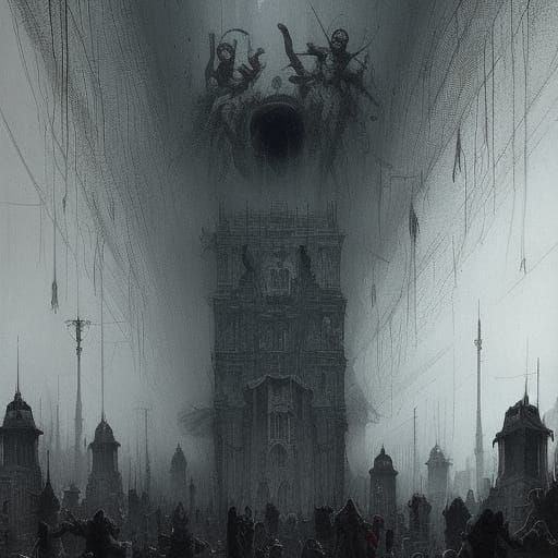 Horrific Stitched Flesh City in Dark Fantasy Style