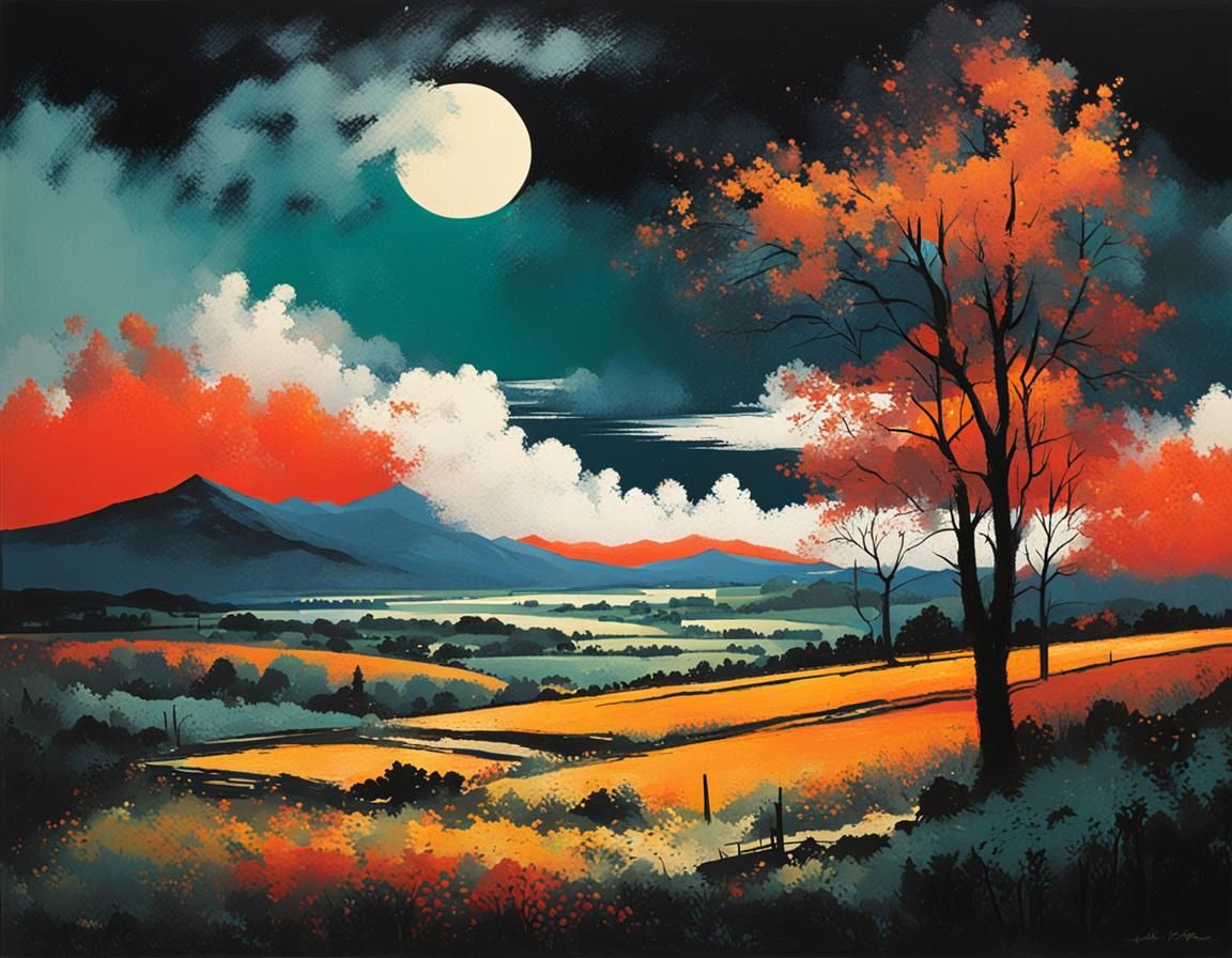 Dramatic Landscape in the Style of John Piper and Alena Aena...