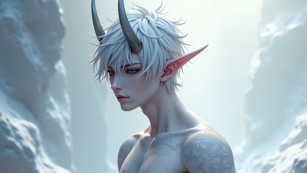 Icy Demon Portrait in Anime Style