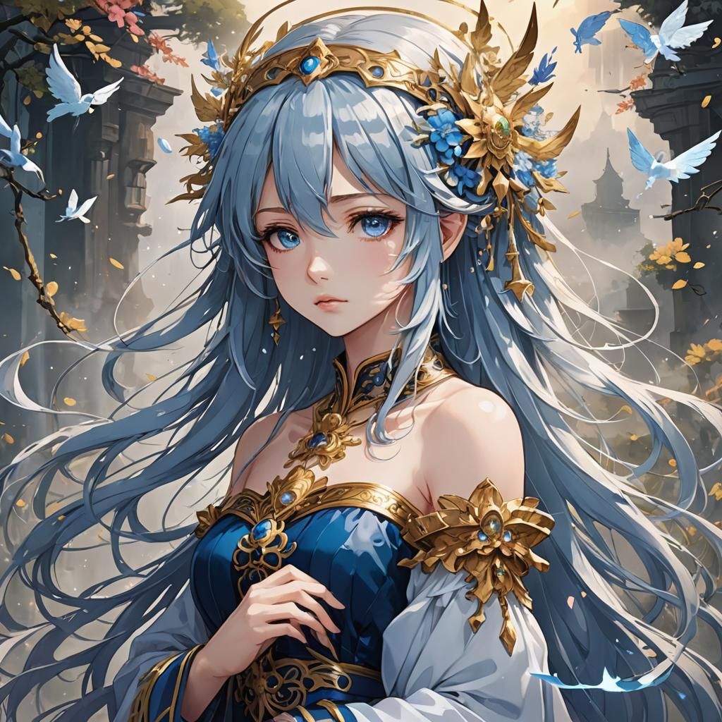 Goddess of Sadness in Anime Key Visual Style