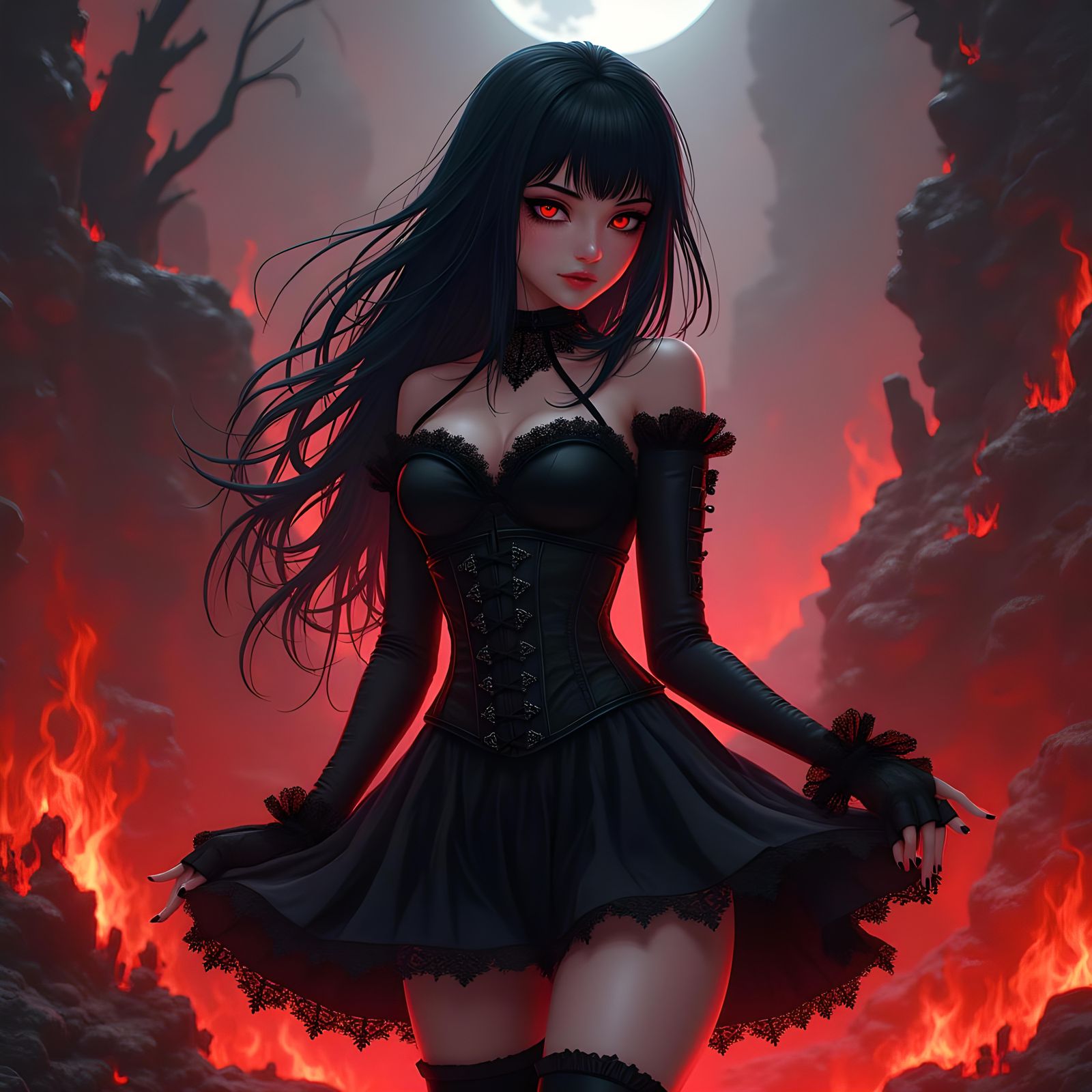 Girl in Helltaker Art Style