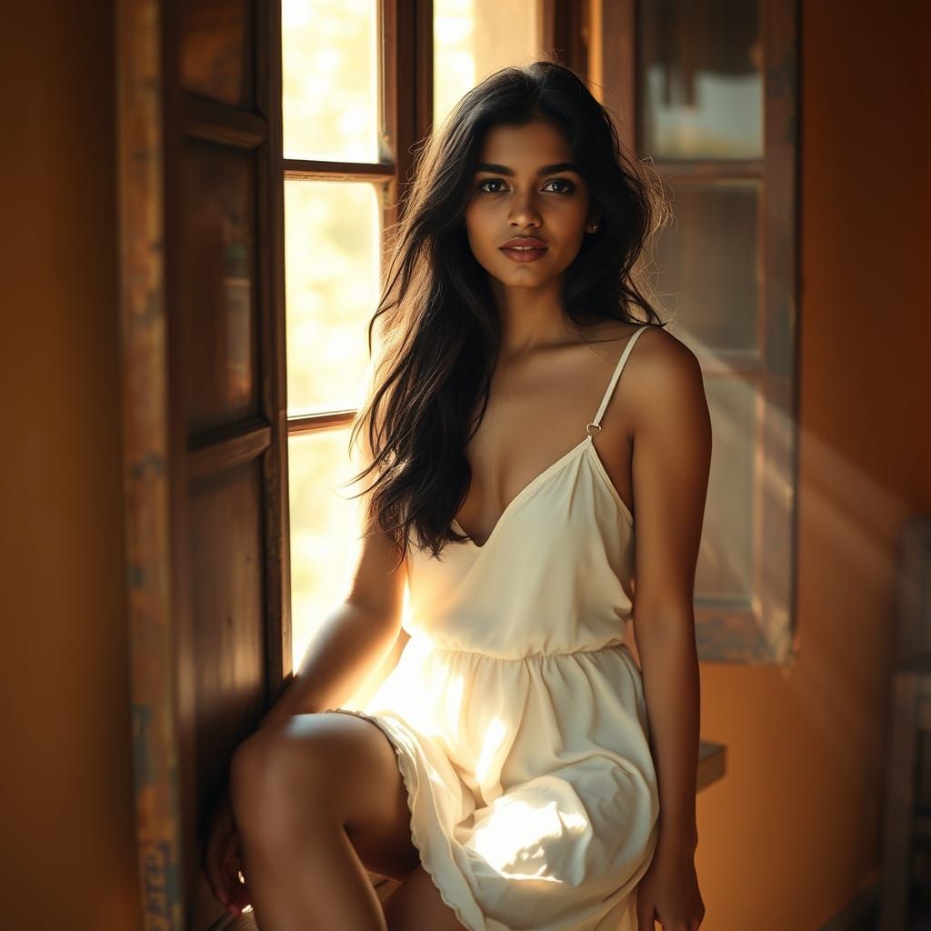 Indian Woman in Golden Hour Light - Cinematic Portrait
