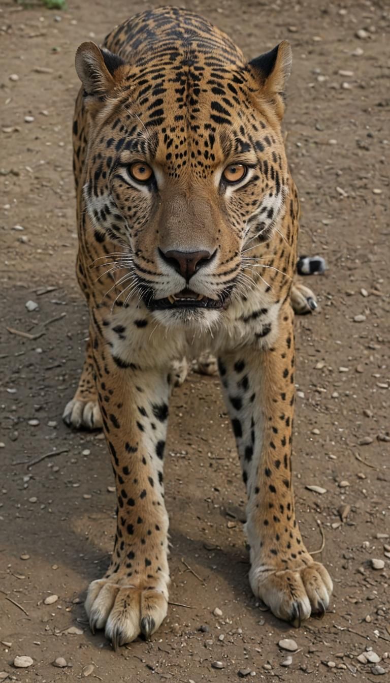 Eerie Werejaguar Transformation in Dark Forest