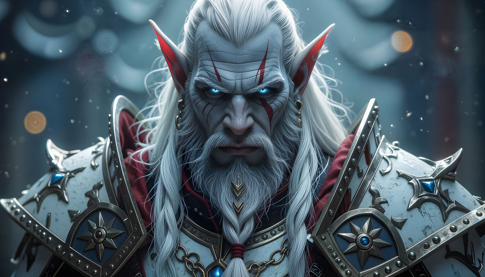 Albino Orc Warlock Warrior in High-Standard Armor