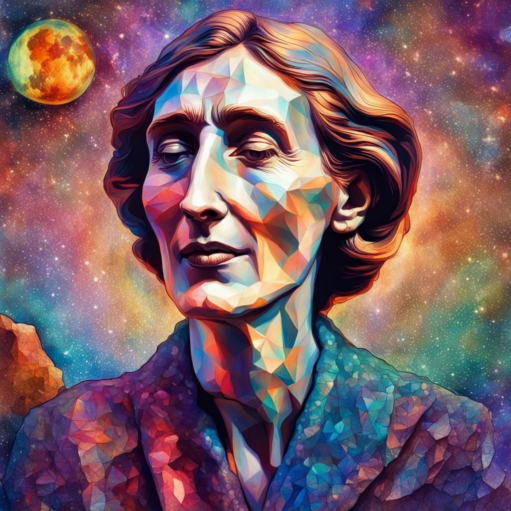 Virginia Woolf Kissing a Stone, Holographic Illustration
