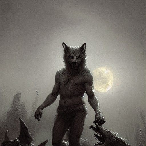 Hyperrealistic Werewolf in Engraving Style