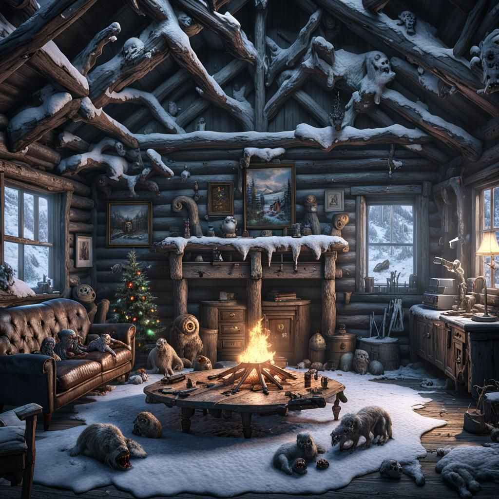 Winter Cabin Horror: Child vs. Zombie Horde