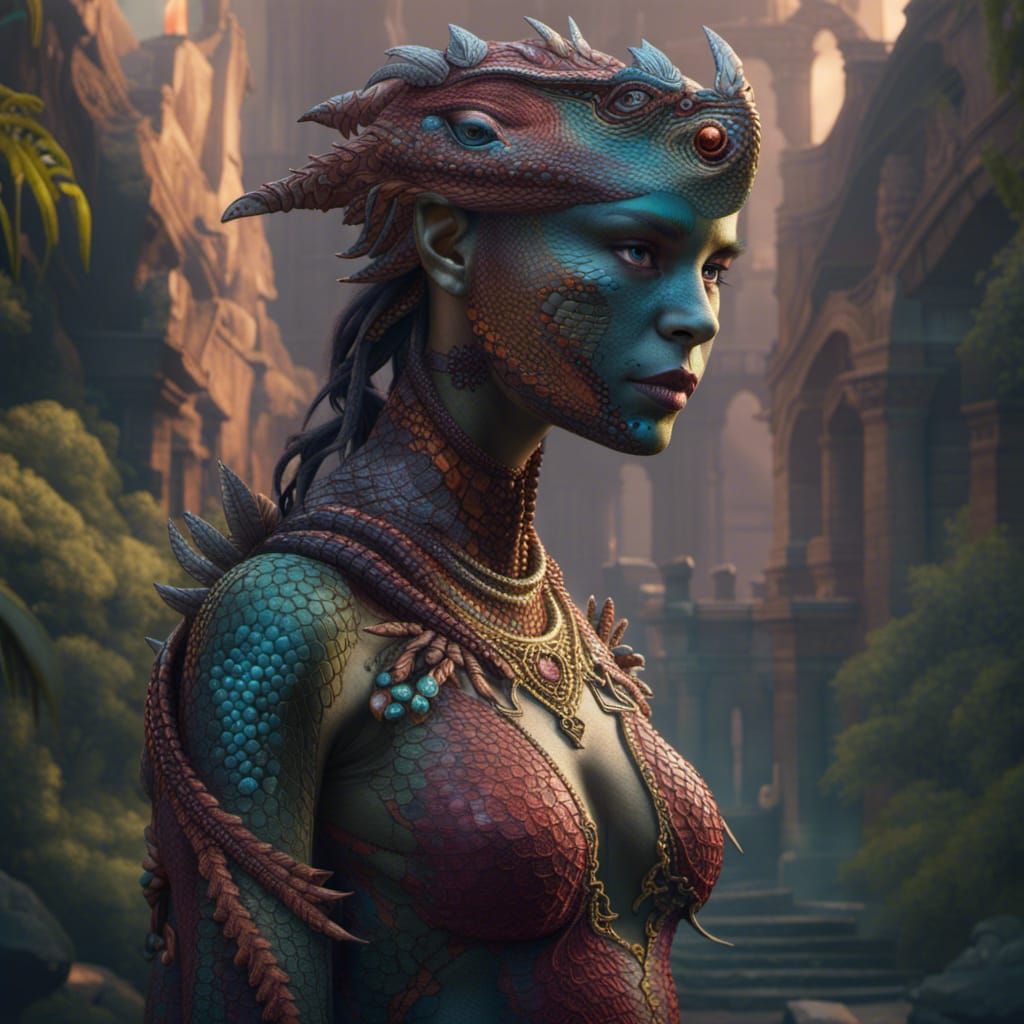 Lizard Woman: Detailed Fantasy Concept Art