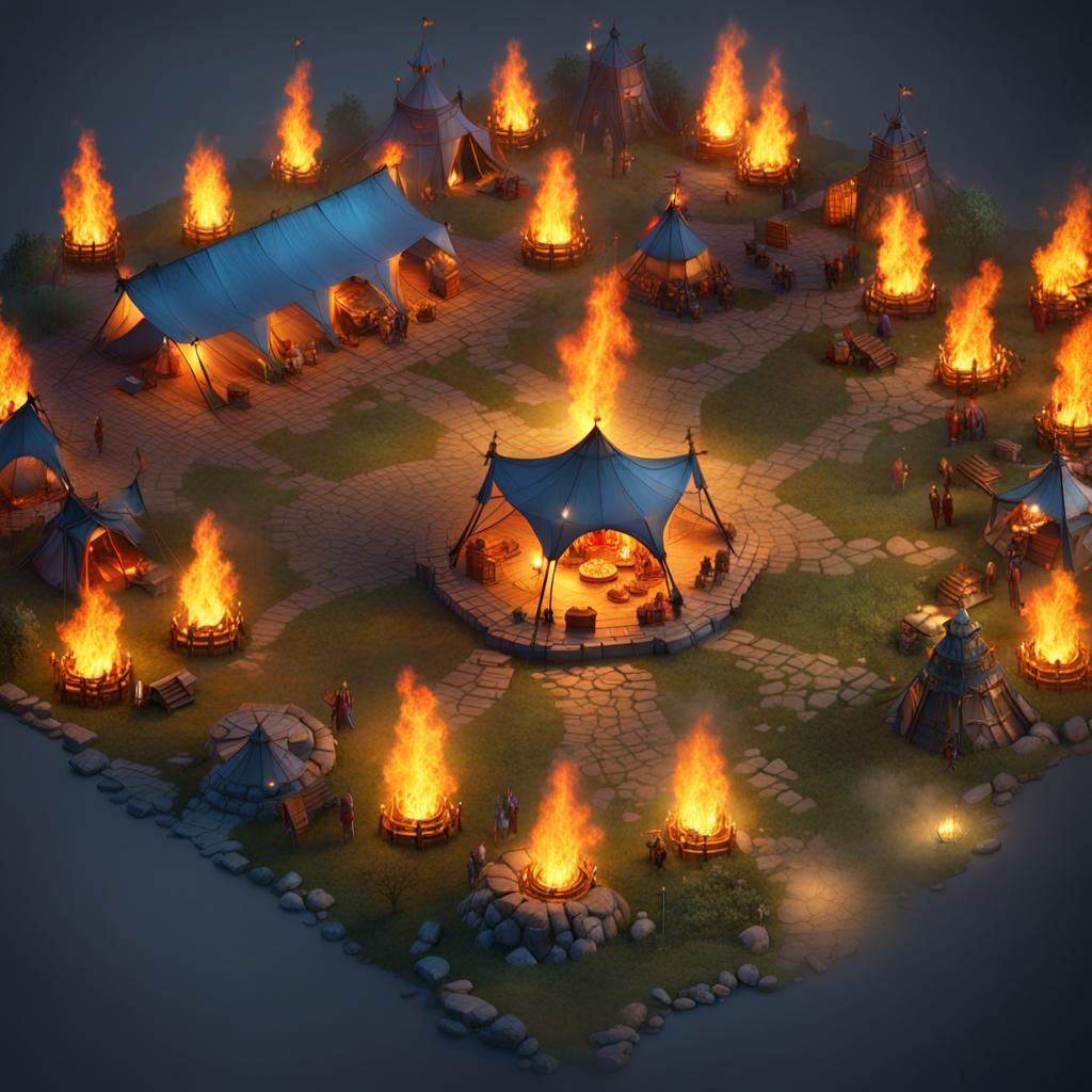 Fantasy Tent Square Battle Map in Unreal Engine