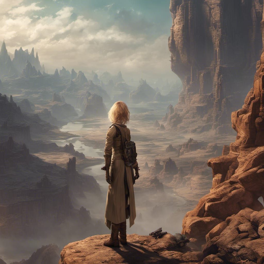 Fantasy Scientist on Alien World: Hyperdetailed Concept Art