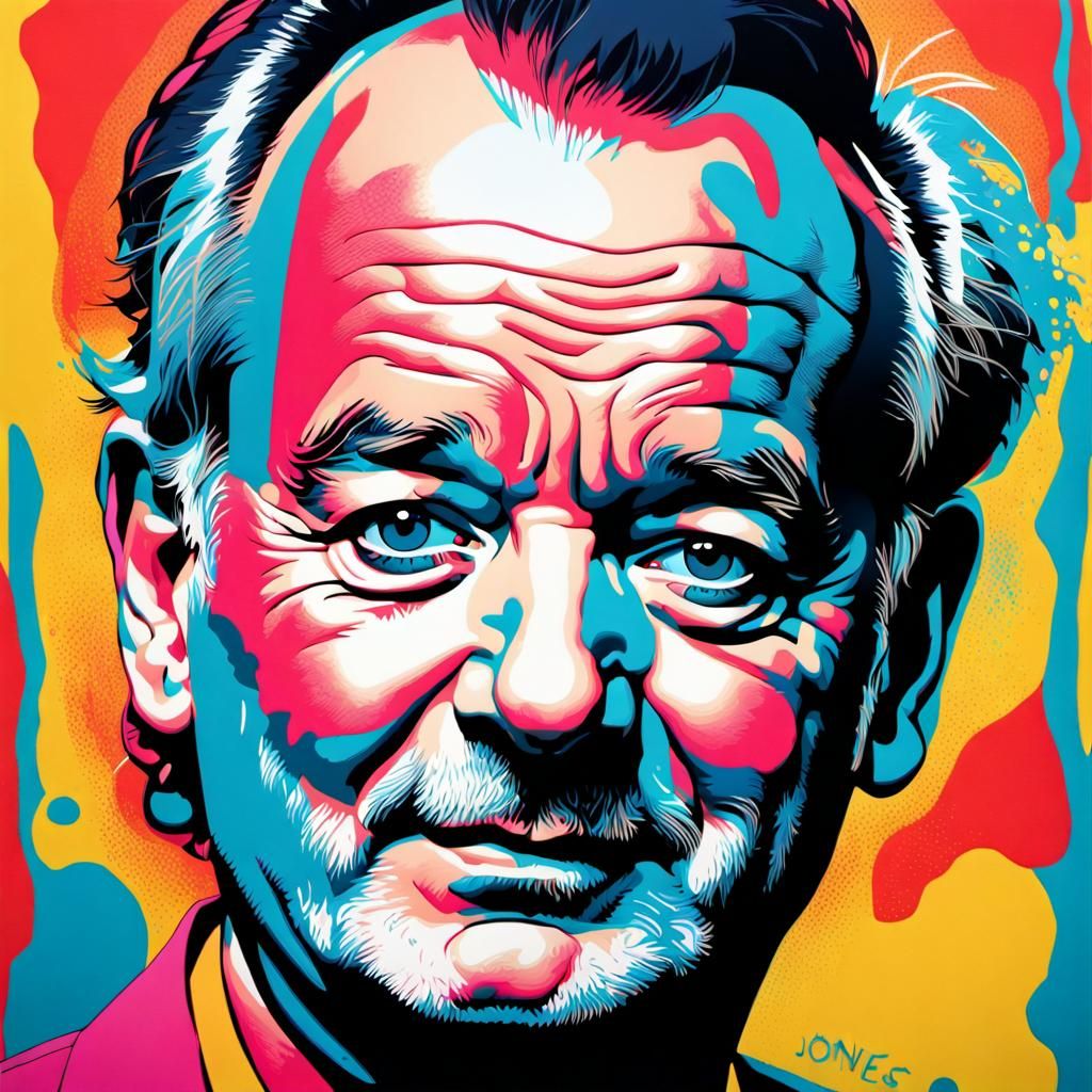 Bill Murray Pop Art Portrait in Warhol Style