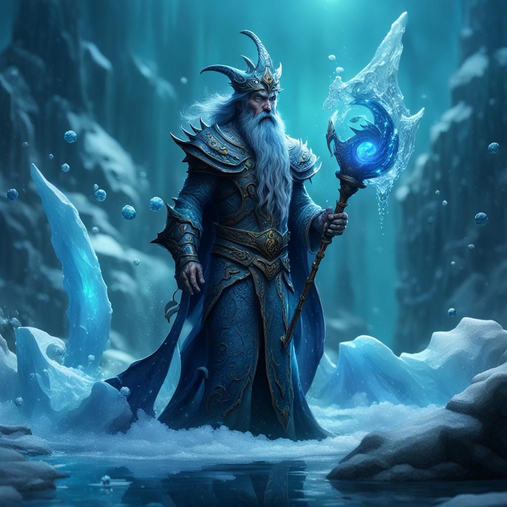Merfolk Ice Sorcerer in Detailed Fantasy Art