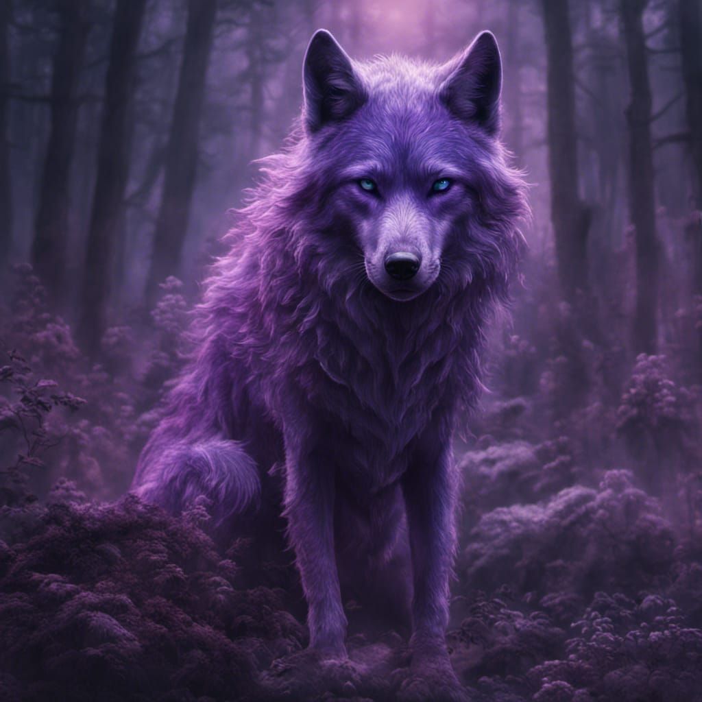 Spectral Purple Wolf in Digital Matte Painting