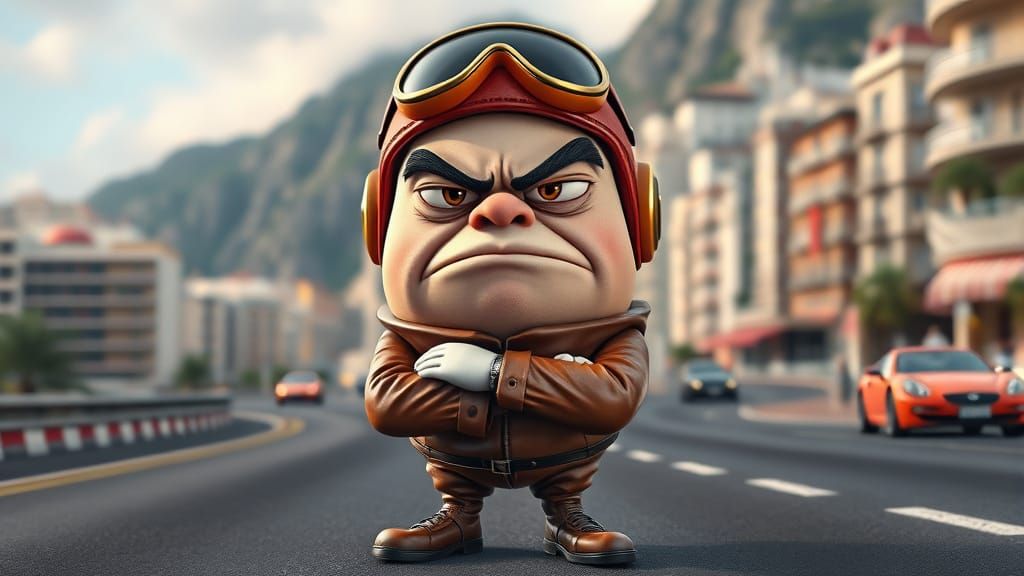 Grumpy Egg Racer in Monaco: 3D Caricature