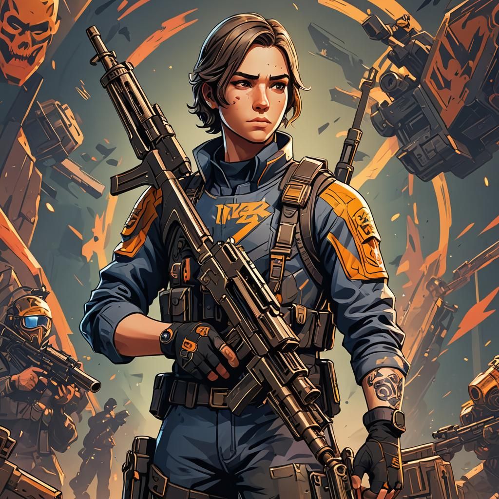 Free Fire Esports Championship Character in Comic Art Style