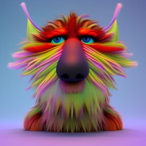 Psychedelic Furry Creature 3D Render