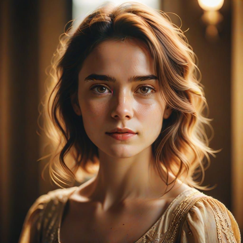 Elegant Portrait of a Woman in Golden Light