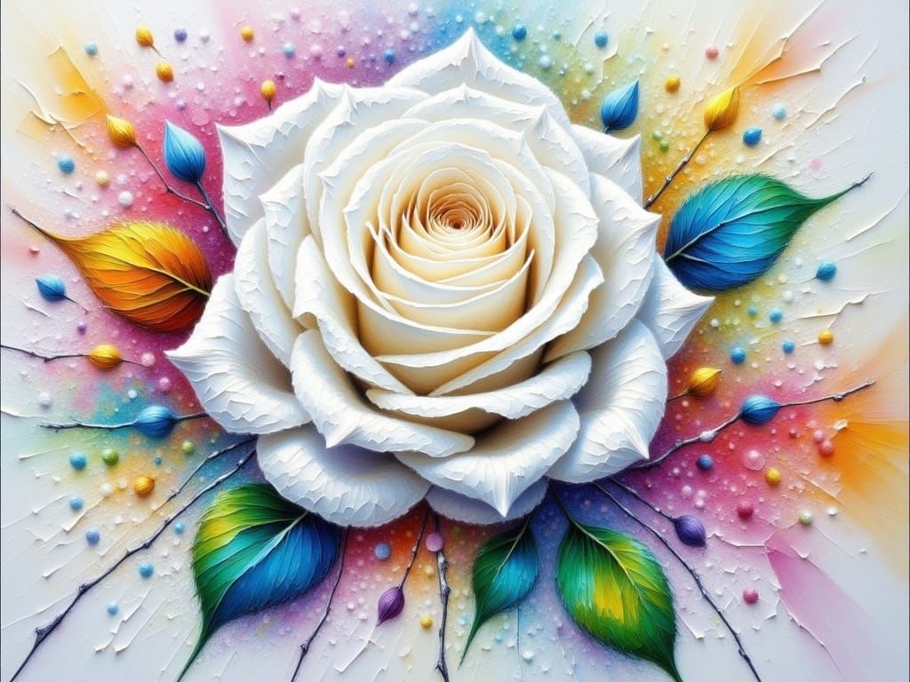 Vibrant White Rose Blooms in a Kaleidoscope of Color