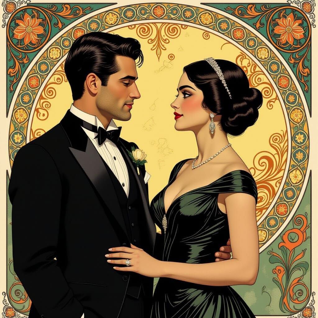Elegant Couple in Art Deco Style
