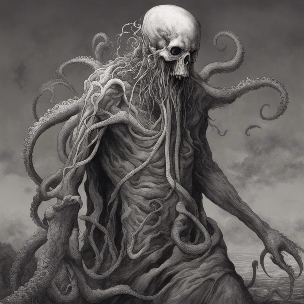 Horrific Tentacled Entity in Gothic Horror Style
