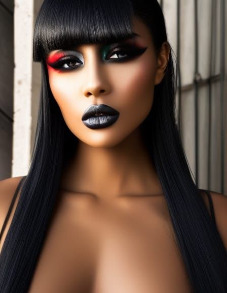 Neon Lit Dark Mistress Portrait