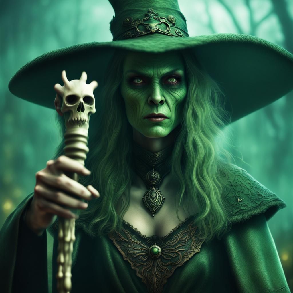 Fierce Blind Witch with Bone Wand