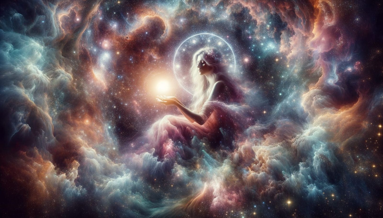Cosmic Goddess Embracing the Universe: Hyperrealistic Art