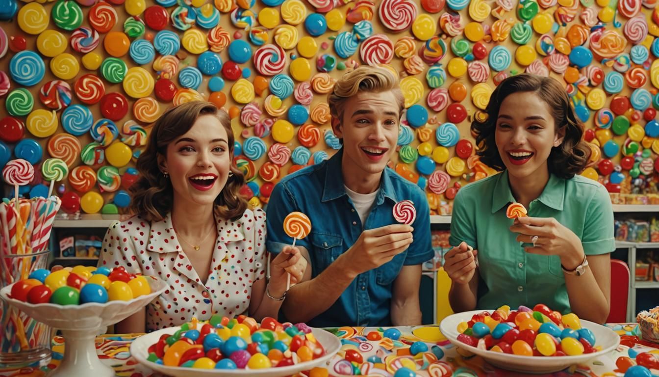 People in Candy Store, Pop Art Style