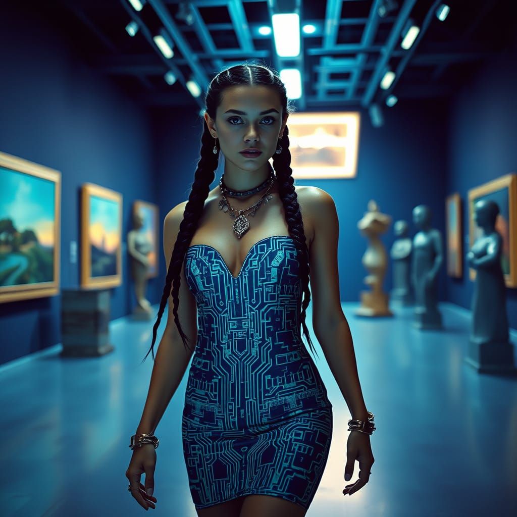 Elegant Woman in Futuristic Dress