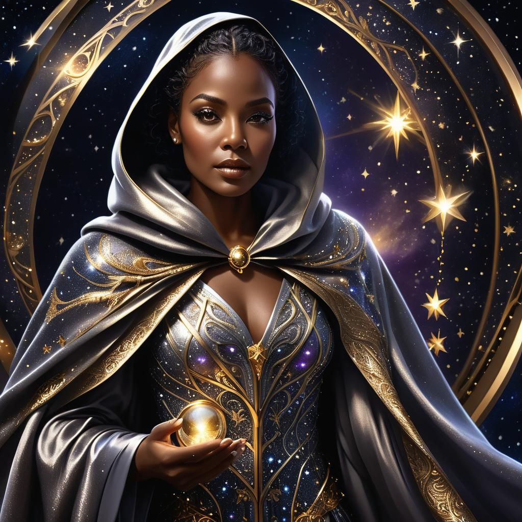 Lady of Time Emerges from Space in Digital Art