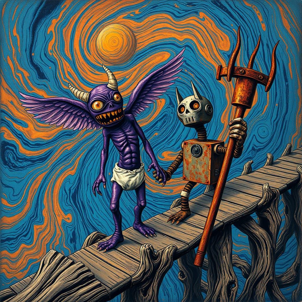 Emotive Purple Monster's Silent Scream, in Maximalism Style