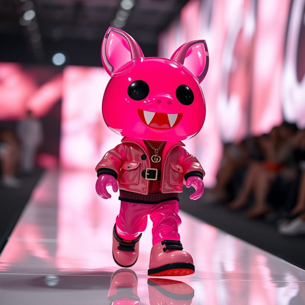 Labubu Toy on Runway in Japanese Streetwear