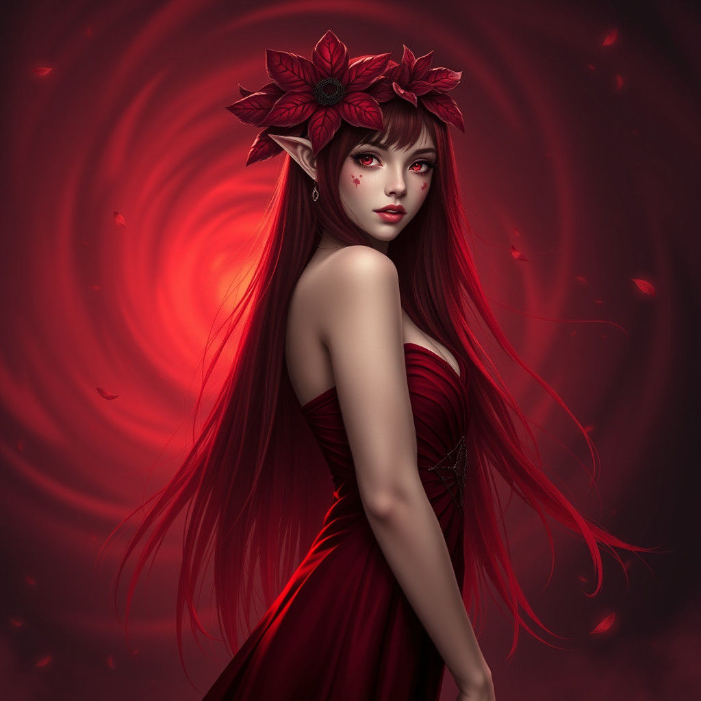 Red Leaf Girl with Crimson Magic