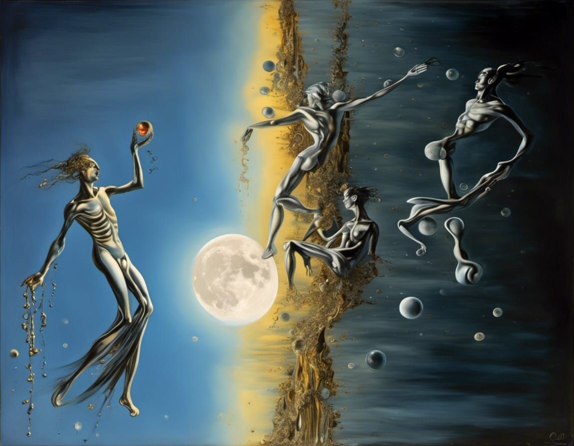 Surreal Unrequited Love Under the Moon, Dali Style