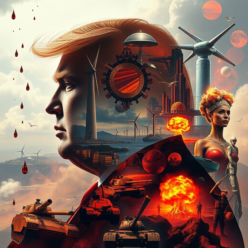 Futuristic Vision in Romantic-Style Oil Painting