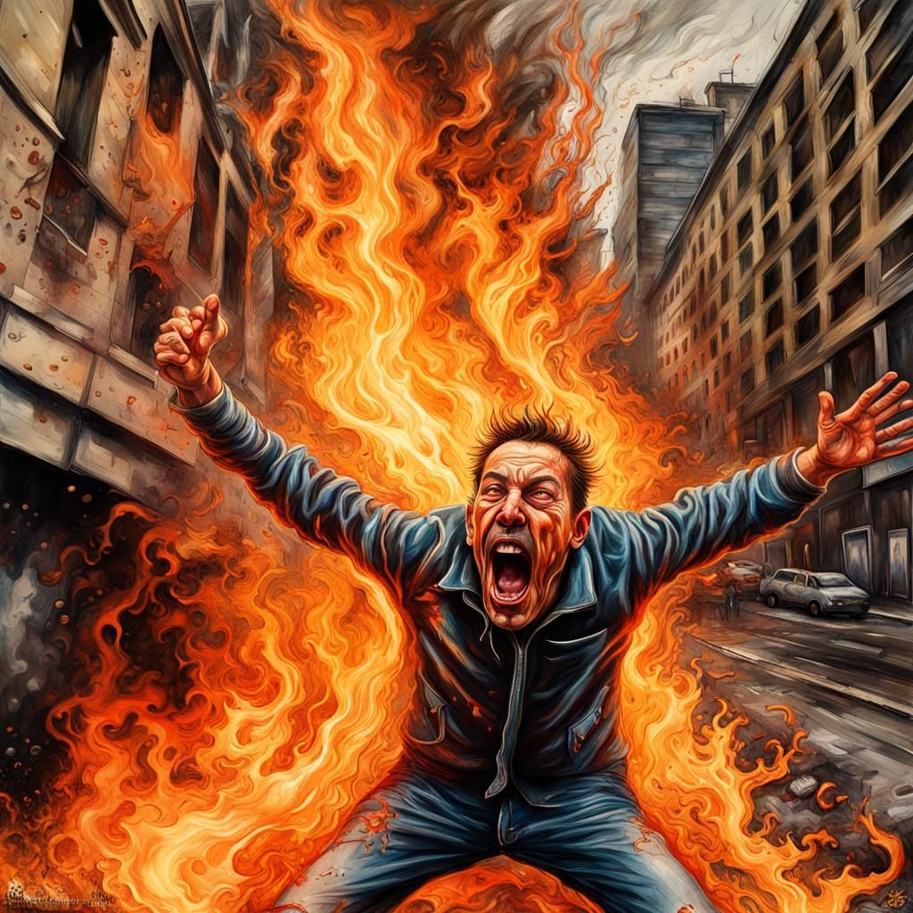 Burning Man Aerial View in Graffiti Art Style