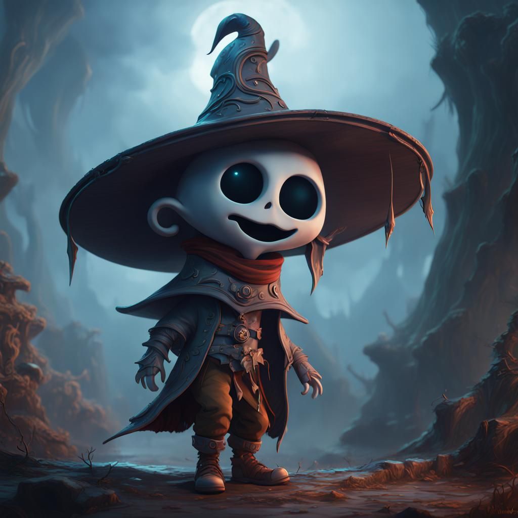 Ghost Boy with Giant Hat: Detailed Matte Painting
