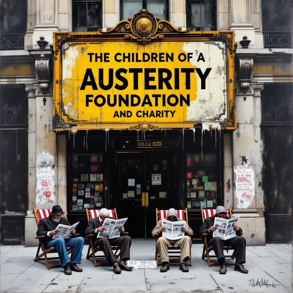 Ornate City Building with Beggars, in Gritty Style