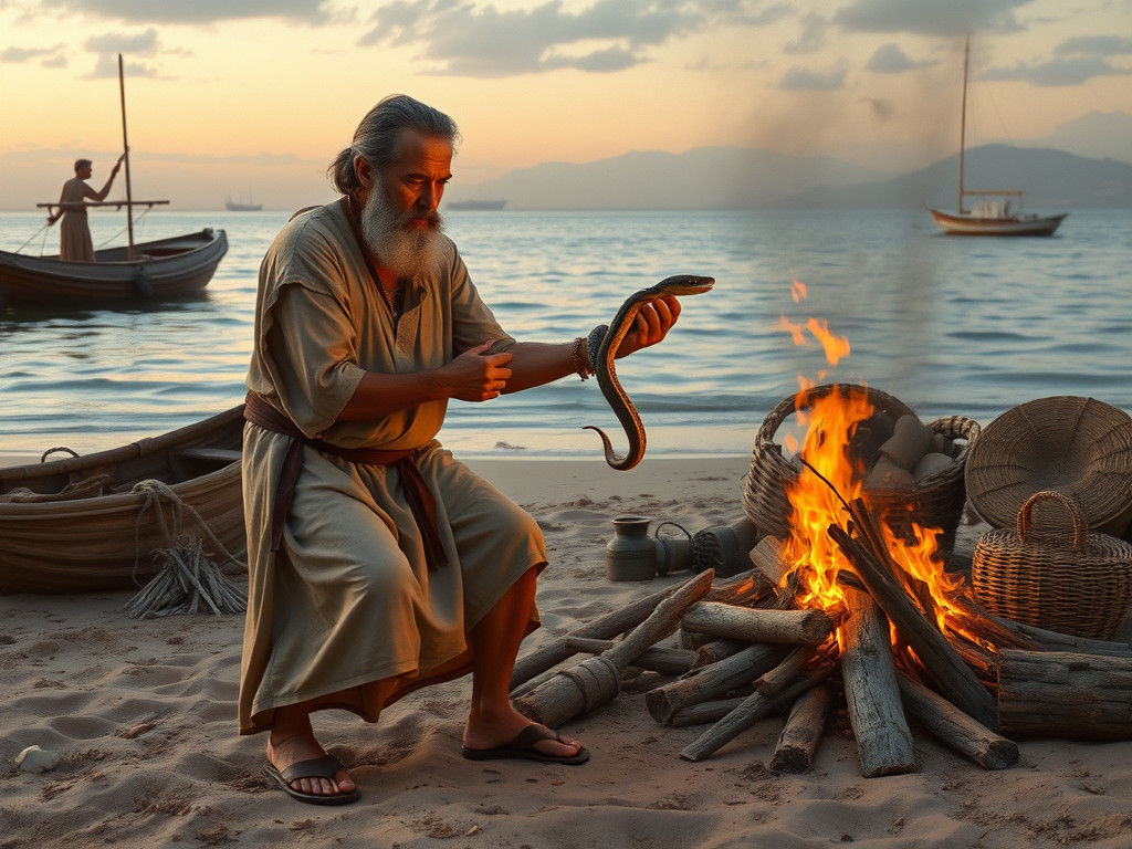 Hebrew Man Shakes Viper into Beachside Fire
