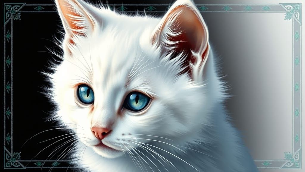 Kitten on Sapphire with Hindu-Inspired Geometry